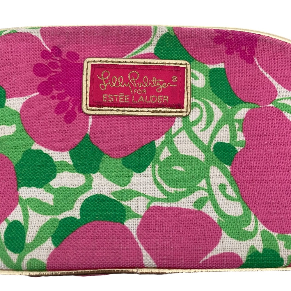 Lily Pulitzer for Estée Lauder makeup bag pink and green - Picture 2 of 5